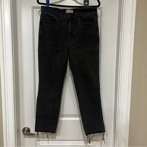 Madewell Stovepipe Straight Leg Jeans Raw Hem in Black